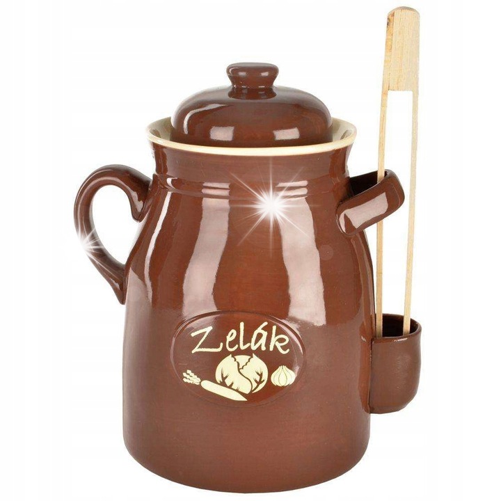 Borcan ceramic pentru muraturi, Orion, 6L, cu capac si cleste, 32x20,5cm