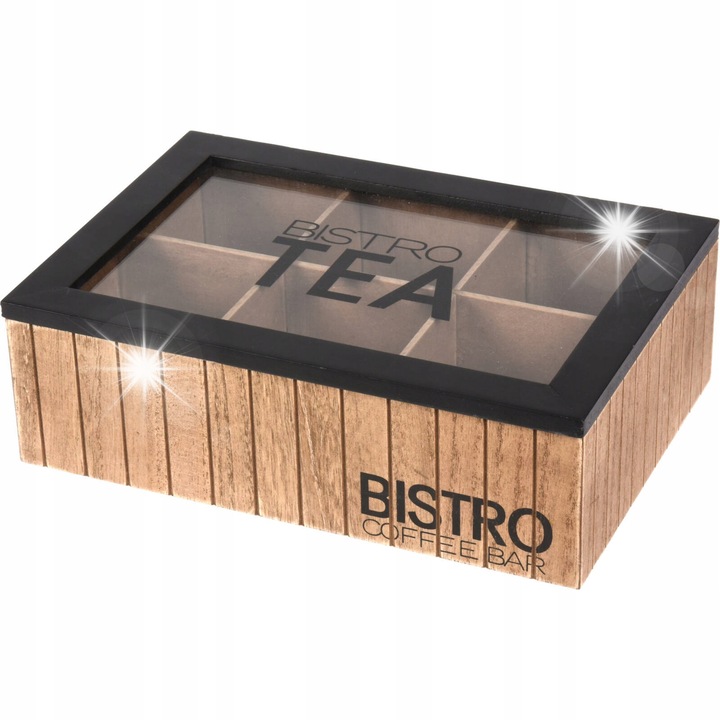 Organizer ceai Bistro, Home Styling Collection, 6 compartimente, MDF, 24x16,5x7,5cm