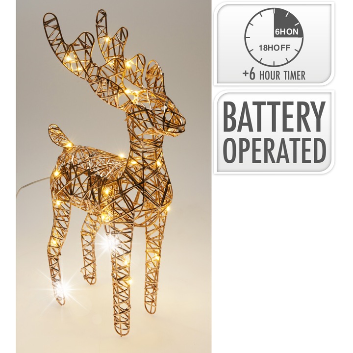 Figurina decorativa Renifer, 30 LED, 37 cm, set Craciun