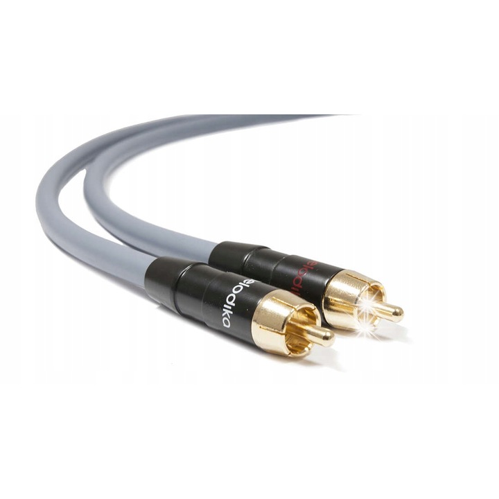 Cabluri audio 2xRCA Melodika MD2R50G Gunmetal, 5m, cu ecranare dubla, conductor din cupru OFC