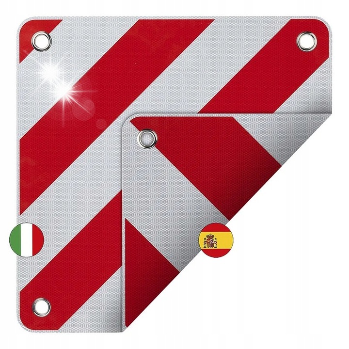 Tabla de avertizare reflectorizanta Proplus, 50x50cm, rosu-alb, set cu torba si tensiune, pentru remorca