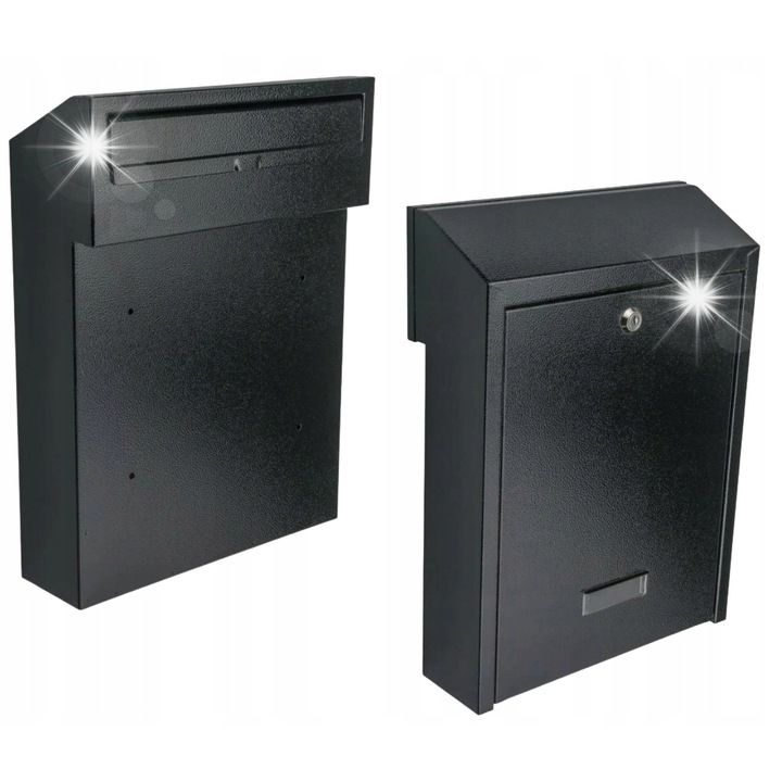 Cutie postala HuW, model dublu, rezistent la intemperii, culoare neagra, 40x29.5x12cm