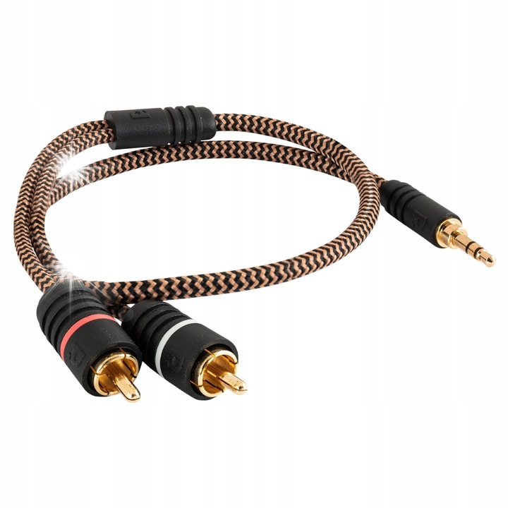 Аудио кабел Proson Arctic 3,5 мм към RCA, 1 м, с позлатени конектори, PVC защита