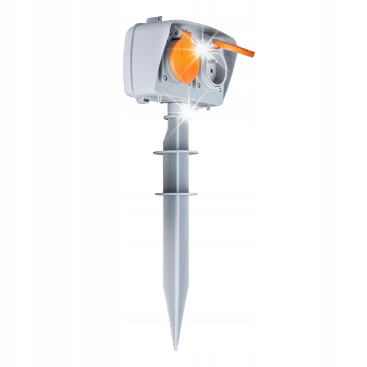 Електрически контакт с 2 гнезда 230V, 1,5м, IP44, сив