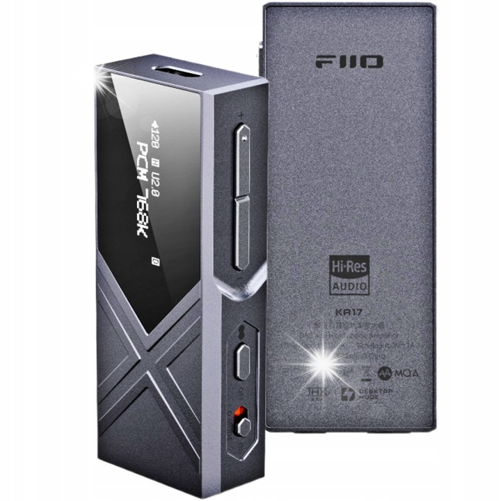 Amplificator casti FiiO KA17, DAC, 650mW+650mW, USB-C, dimensiuni 64x27,7x12,7mm, greutate 33,5g