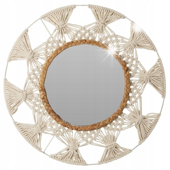 BOHO kerek dekoratív csillár, H&S Decoration, 45cm, pamut keret, fehér