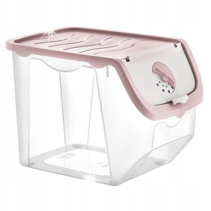 Cutie alimentara Hobby Life, 12l, 30x23,5x23,5cm, transparent cu capac roz, pentru legume si fructe