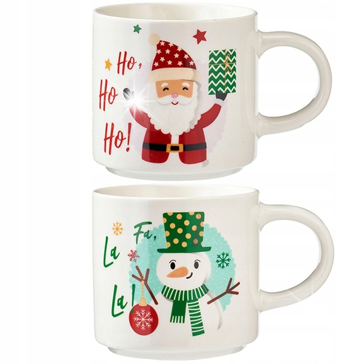 Set 2 cani Koopman pentru bauturi, design de Craciun, multicolor