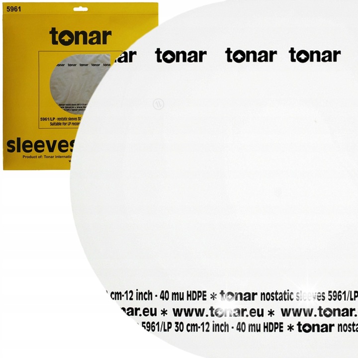 Антистатични външни обложки за LP 12" Tonar, комплект 50 броя, 30см