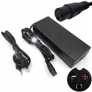Incarcator electric 42V 2A pentru biciclete electrice si trotinete, 12mm 3pin, dimensiuni 169x68x39mm, set complet
