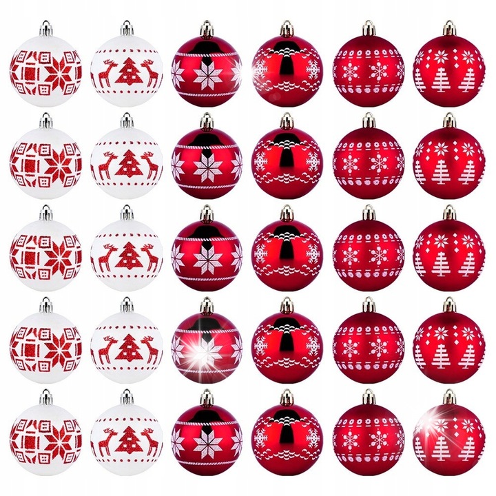 Set 30 globuri de Craciun, multicolore, pentru brad