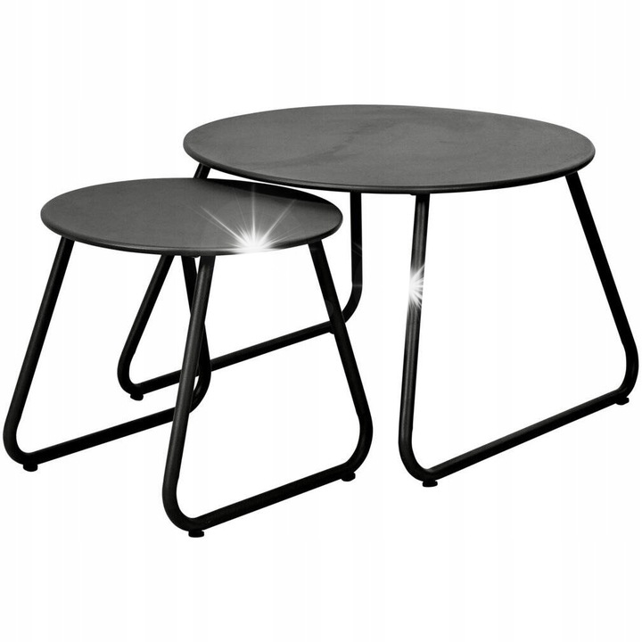 Set 2 mese de cafea metalice negre, 40x37,5cm si 60x41,5cm, Home Styling Collection