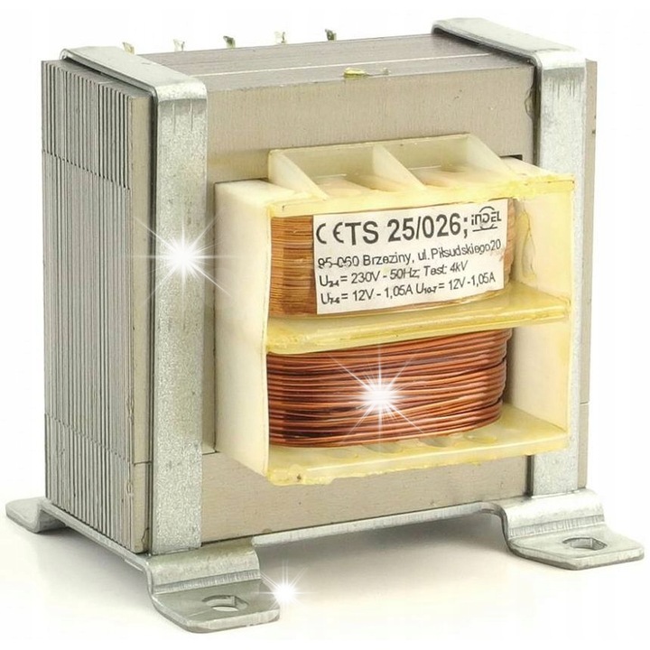 Transformator 25VA, 2x12V, 1.05A, Indel, 62x66x49mm