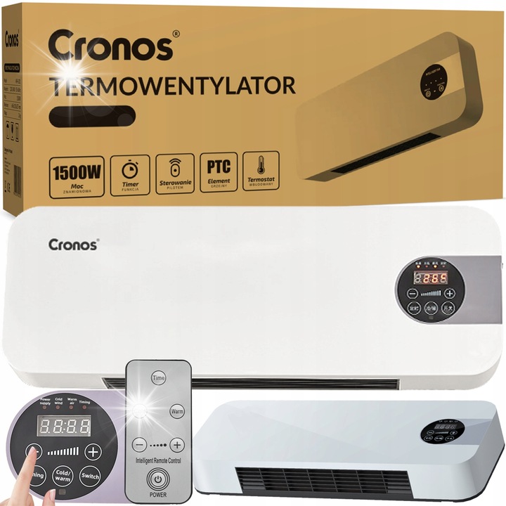Cronos hősugárzó, 1500W, falra szerelhető, távirányítóval, 21x60cm