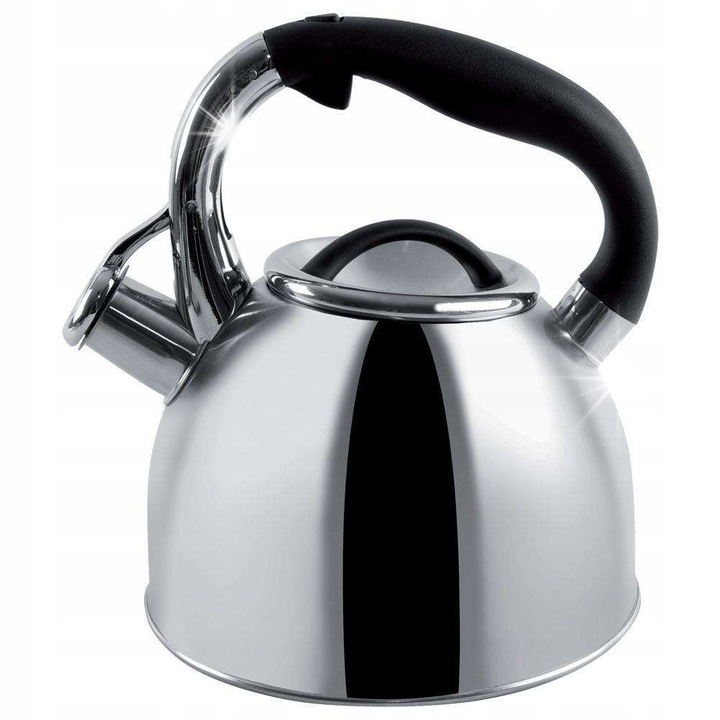 Ceainic din inox Orion cu fluier, 2 l, argintiu, 22x19cm