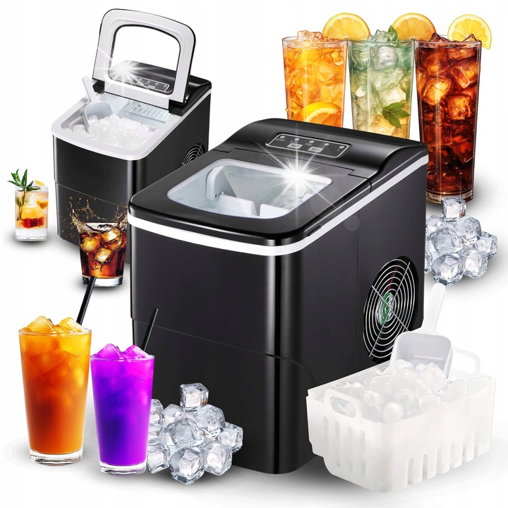 Машина за лед Heckermann, 12 кг/ден, 120W, черна, 222x313x320 мм