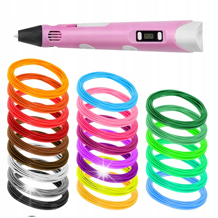 Pix 3D cu set de 23 de culori PLA, roz, 115m, model premium 2022/2023