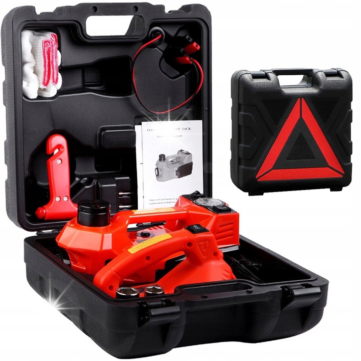 Set elevatoare auto electric 5T HECKERMANN cu compresor, lampa LED, cablu 4m, dimensiuni 31x15x14,5cm