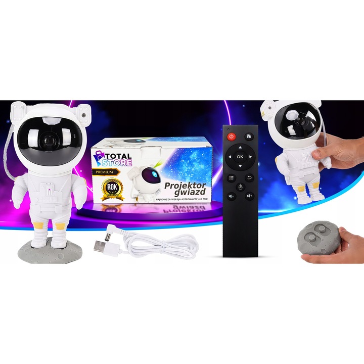 Proiector stele astronaut, lampa de veghe, totalstore, 120x113x228mm