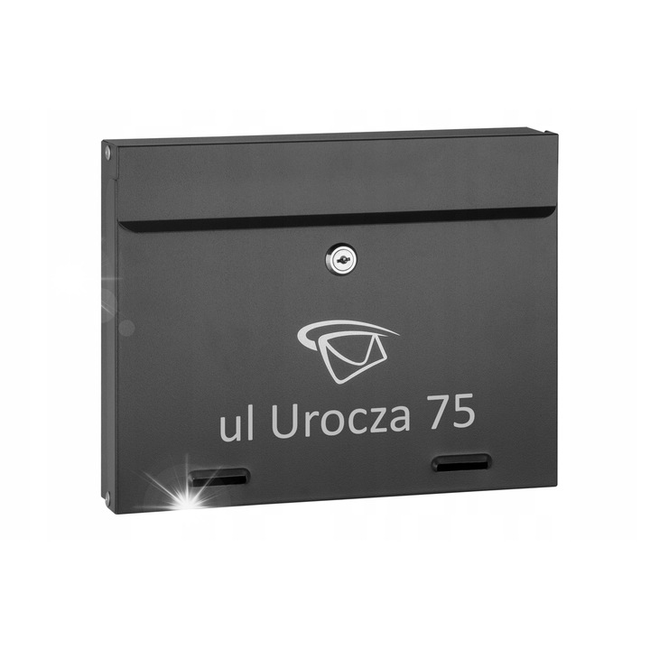 Cutie postala grafit, cu incuietoare Yale, dimensiuni 24.5x31x6cm, pentru corespondenta A4, set cu doua chei
