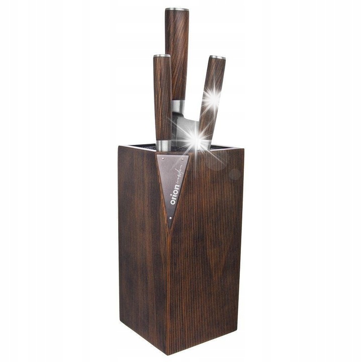 Orion fa evőeszköztartó, univerzális késtartó, barna színű, méretei 11x11x23cm