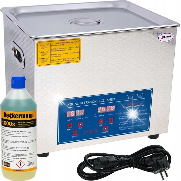 HECKERMANN 15L ultrahangos mosógép, 400W, kosárral, méretei 36x30x28cm, tápellátás 220V