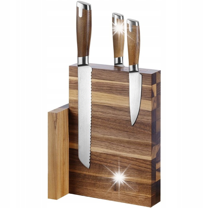 Suport tacamuri, Catler, suport magnetic pentru 6 cutite, lemn de nuc, design italian