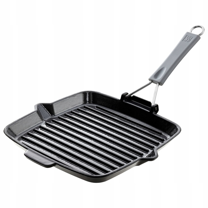 Zwilling grill serpenyő 24cm öntöttvas összecsukható nyél fekete