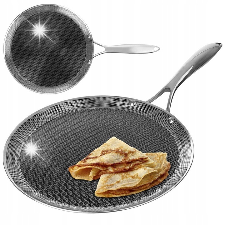 Tigaie Orion, inox, 29x1,5cm, pentru clatite, argintie