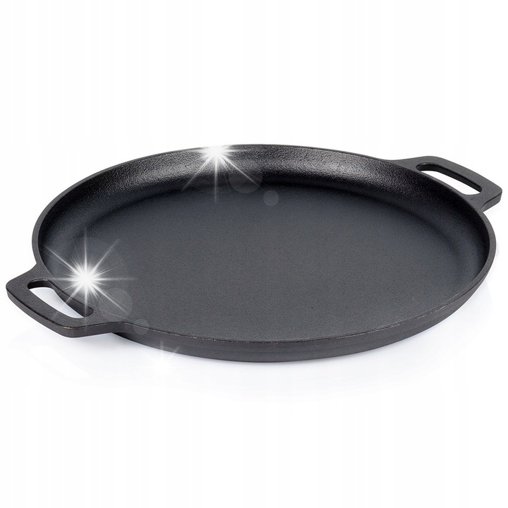 Чугунен тиган Vilde, 35 см, черен, с ергономични дръжки, за готвене на открит огън и във фурна