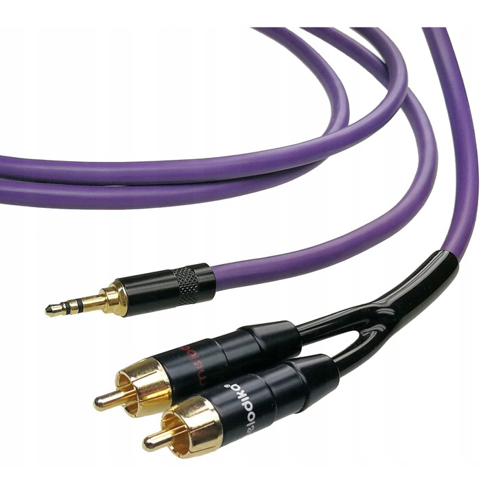 Melodika Purple Rain MDMJ2R40 audiokábel, Jack 3,5 mm - 2 RCA, 4 méter, lila, 0.35mm2