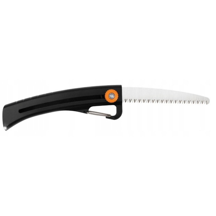 Fierastrau de gradina Fiskars, 16cm, pentru ramuri pana la 14cm, dimensiuni 26x9x3,6cm, material otel si plastic