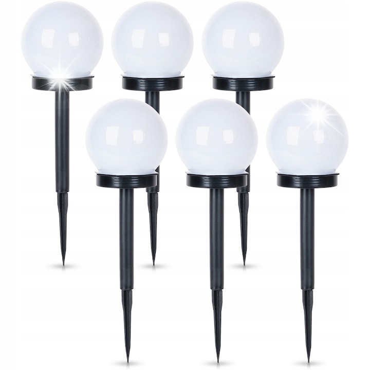 Set 6 lampi solare LED, alb, 33,5x10cm