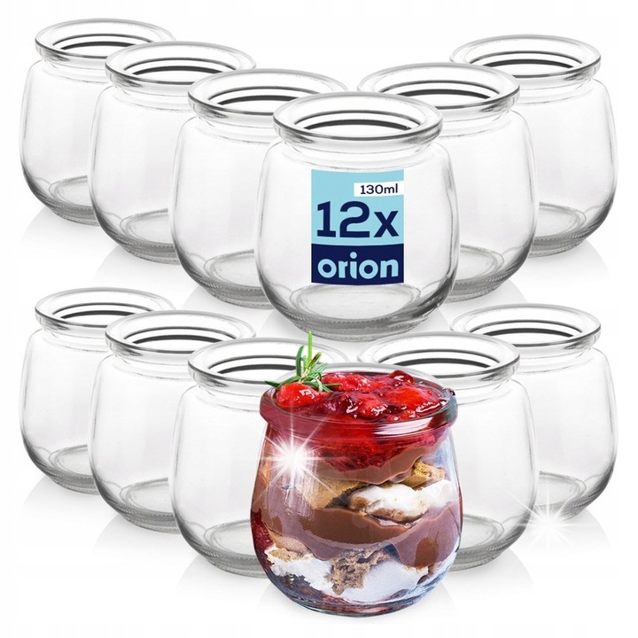 Комплект от 12 стъклени буркана, Orion, 130 мл, 6,5x6,5 см, прозрачни