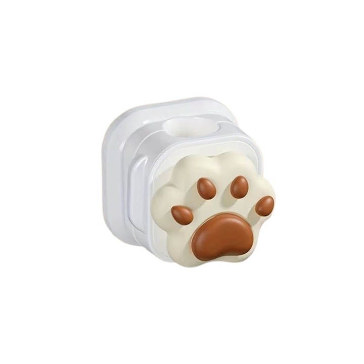 Organizator universal de cabluri cu figurină de lăbuță, magnetic, alb/maro, adeziv