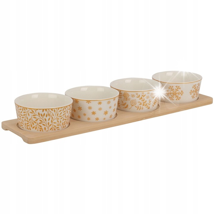 Platou de bucatarie Koopman, set de 4 boluri pentru aperitive, alb, 30x30cm