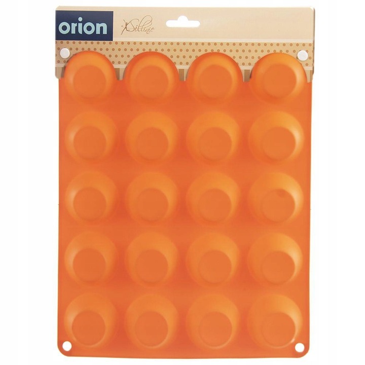 Forma de silicon pentru 20 mini briose, Orion, portocalie, 29x23,5x2cm
