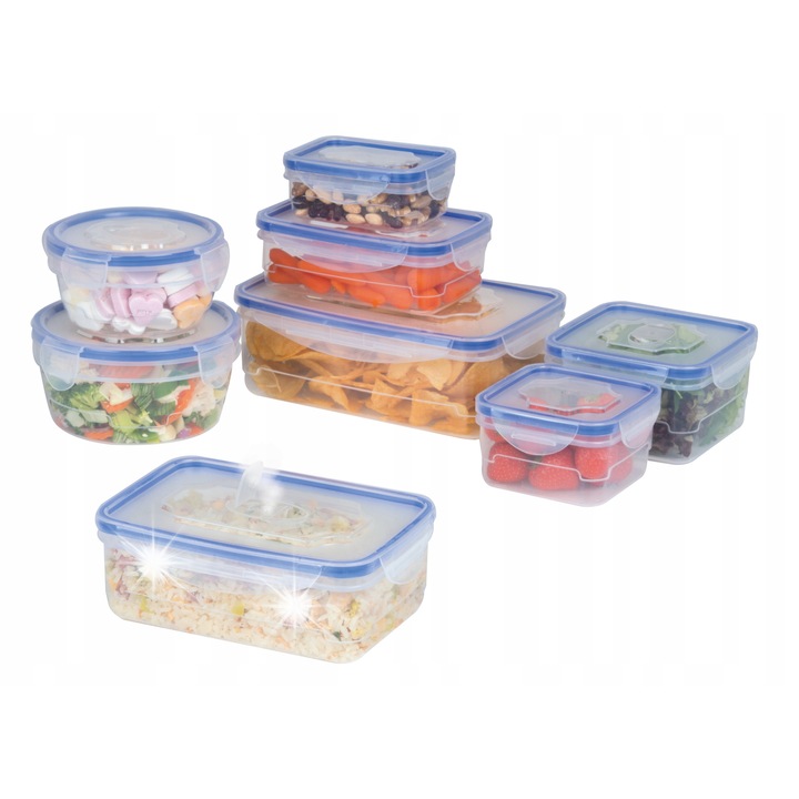 Set 8 cutii alimentare transparente, Edco, diverse dimensiuni