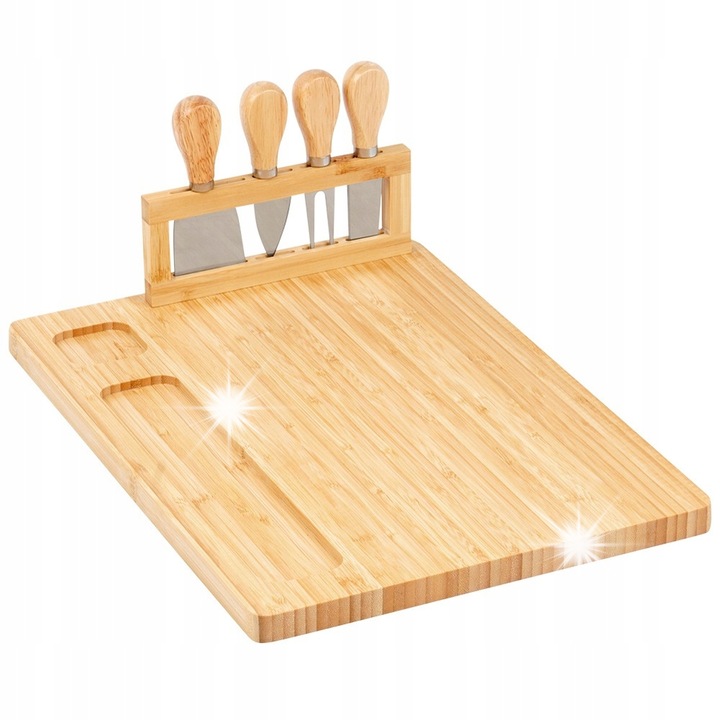 Set pentru servire branzeturi, Vilde, 38,5x28x15cm, din lemn de bambus