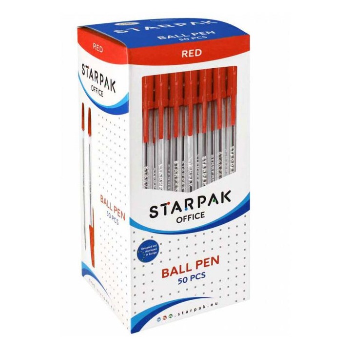 Piros kupakos golyóstoll, 50 darab