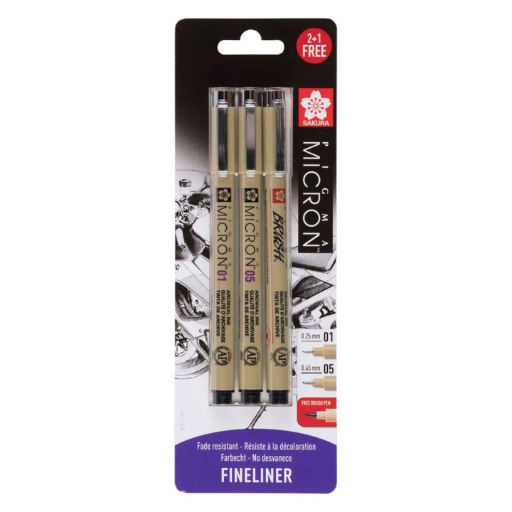 Sakura Pigma Micron toll, 3 darab