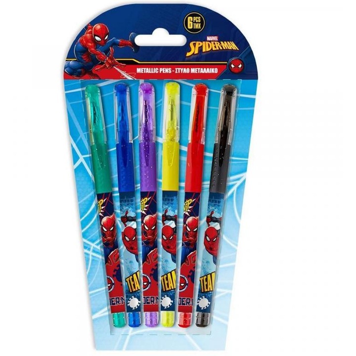 Luna: Pókember glitteres zselés toll 6db-os szett