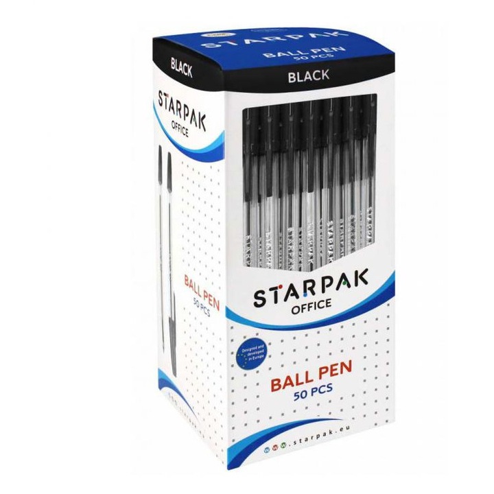 Fekete kupakos golyóstoll, 50 darab