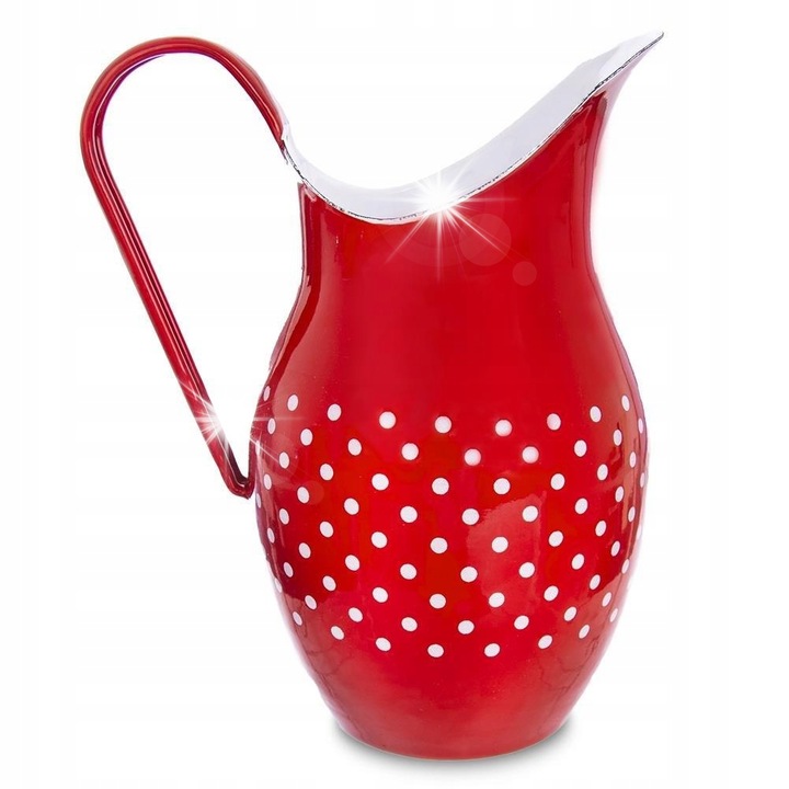 Carafa Orion, emaliat, rosu cu buline, 2,5L, 26cm
