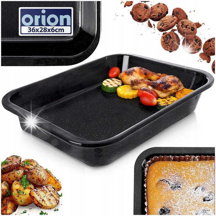 Tava de copt Orion, emaliata, dreptunghiulara, adanca, 36x28x6 cm