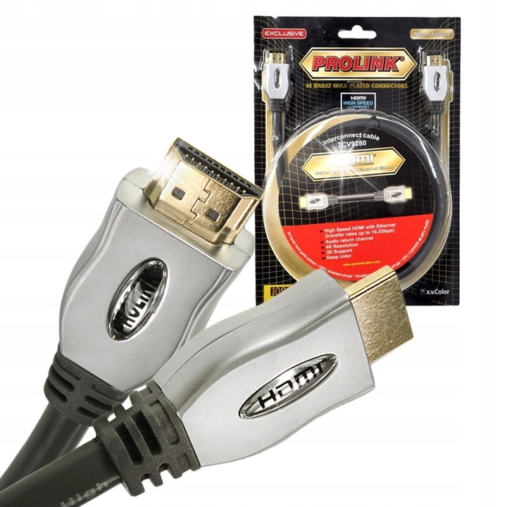 HDMI кабел Prolink Exclusive TCV9280, 12,5м, UltraHD 3D, 10.2Gbps, 24k злато