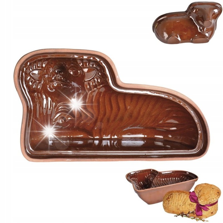 Forma de copt ceramica Orion, model baran, 34x17,5x10cm, culoare bruna