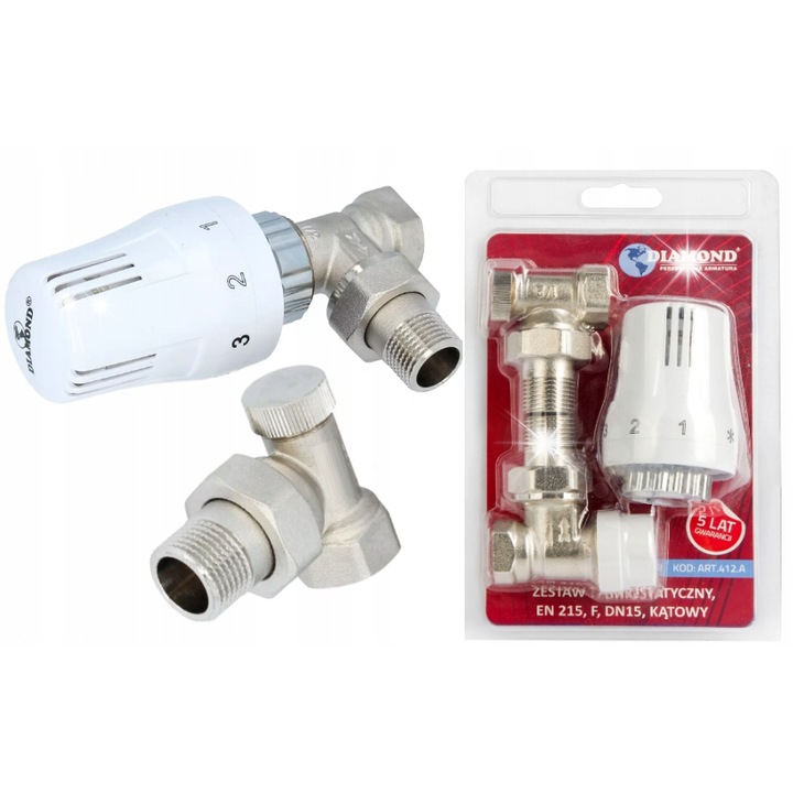 Set termostat pentru calorifer, 1/2'', mosiad, 5 trepte, 50mm, 120C