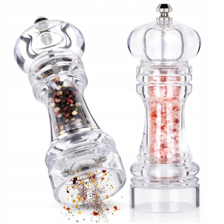 Set 2 Mlynki pentru Piper si Sare, 16x6cm, Acril Transparent