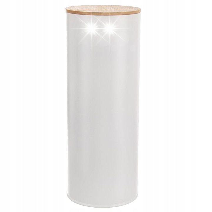 Cutie alimentara Orion, metalica, alba, 2,65l, 28,5x11cm, cu capac din bambus